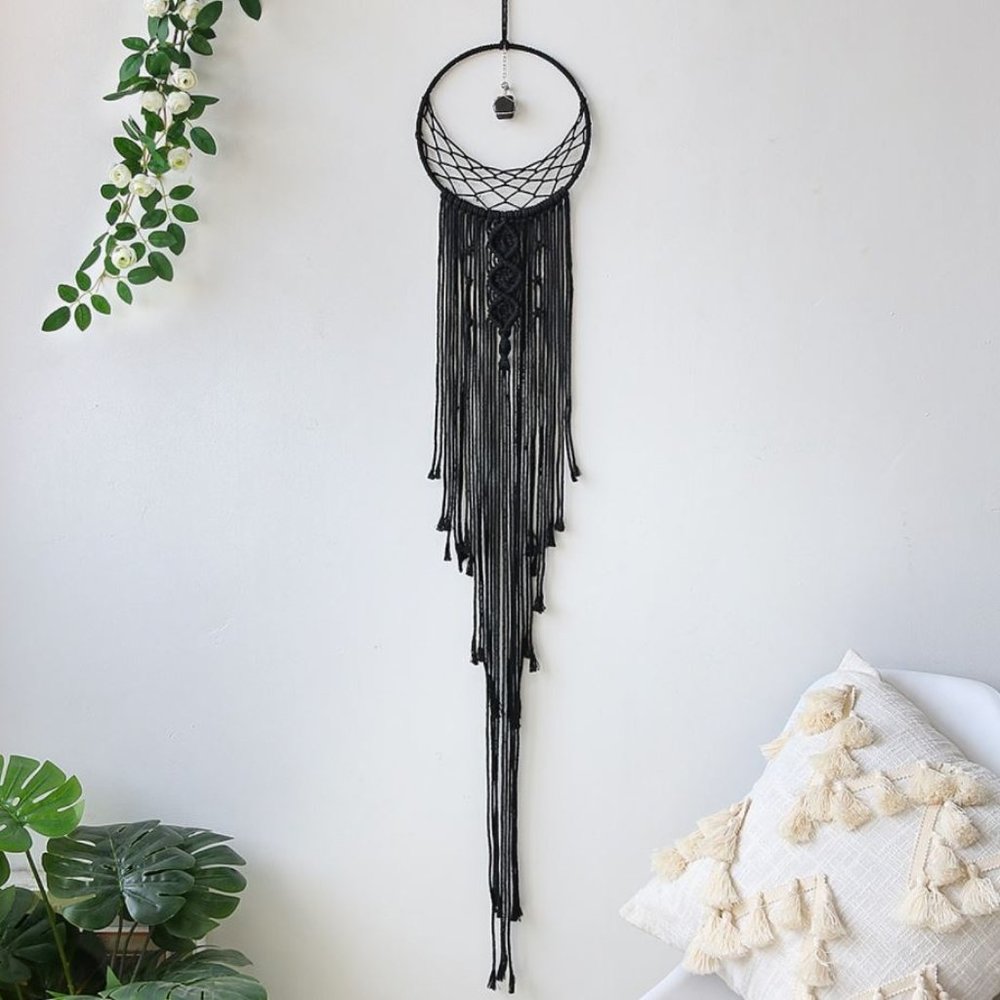 Black Boho Macrame Woven Wall Decor